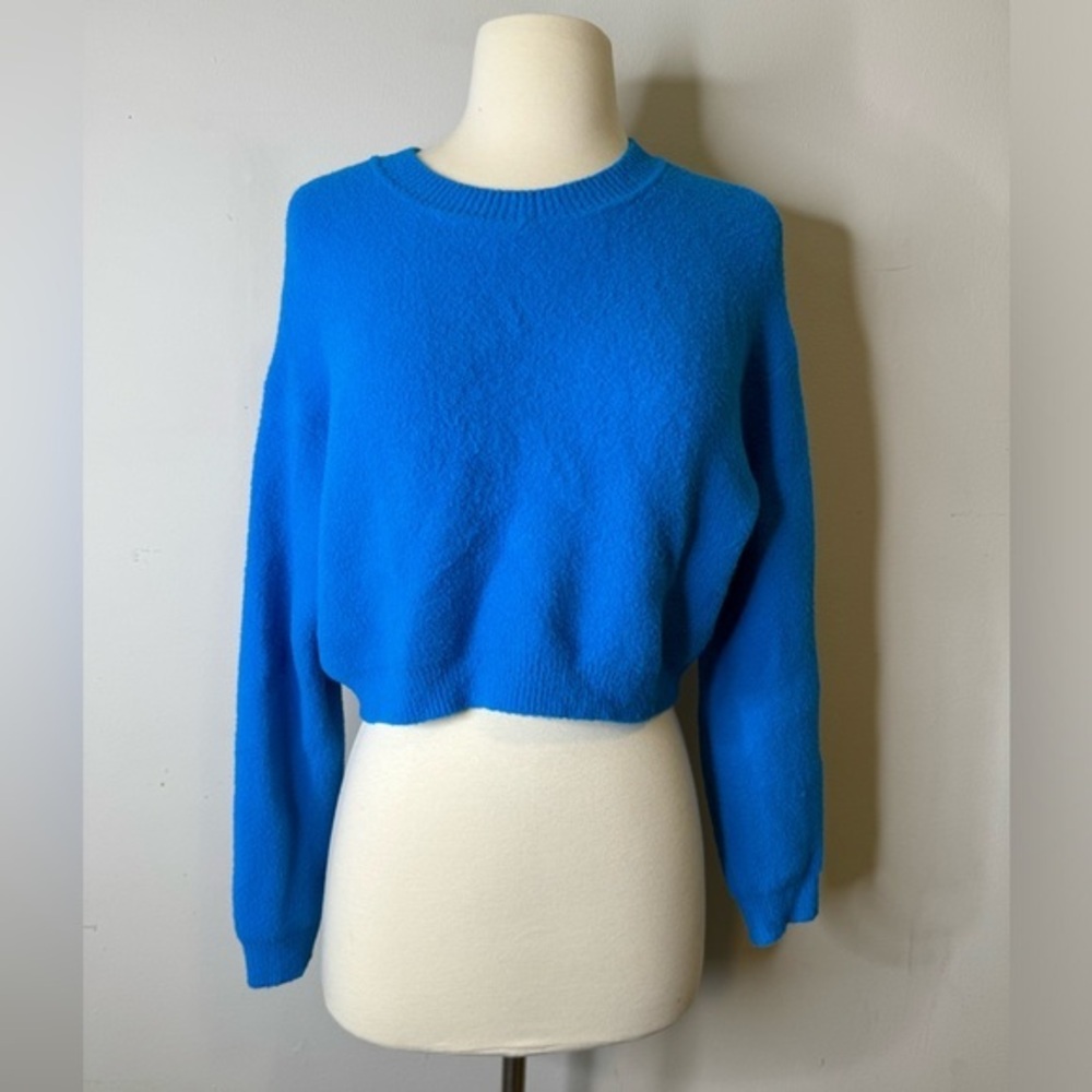 Zara blue long sleeve crop sweater small